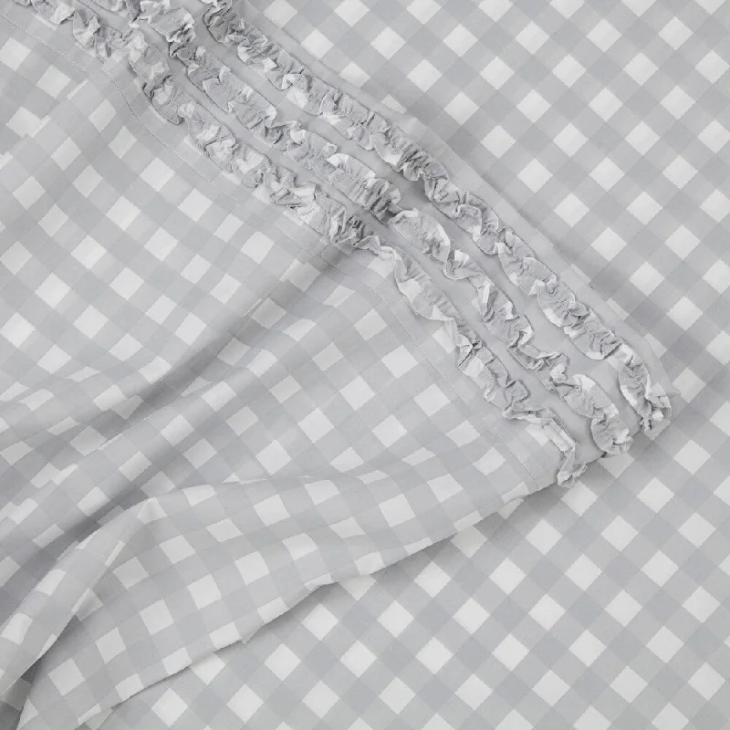 Polyester - Cotton Blend Sheets for Durability and ComfortWestPoint Home Cammy Gingham Grey Sheet Set