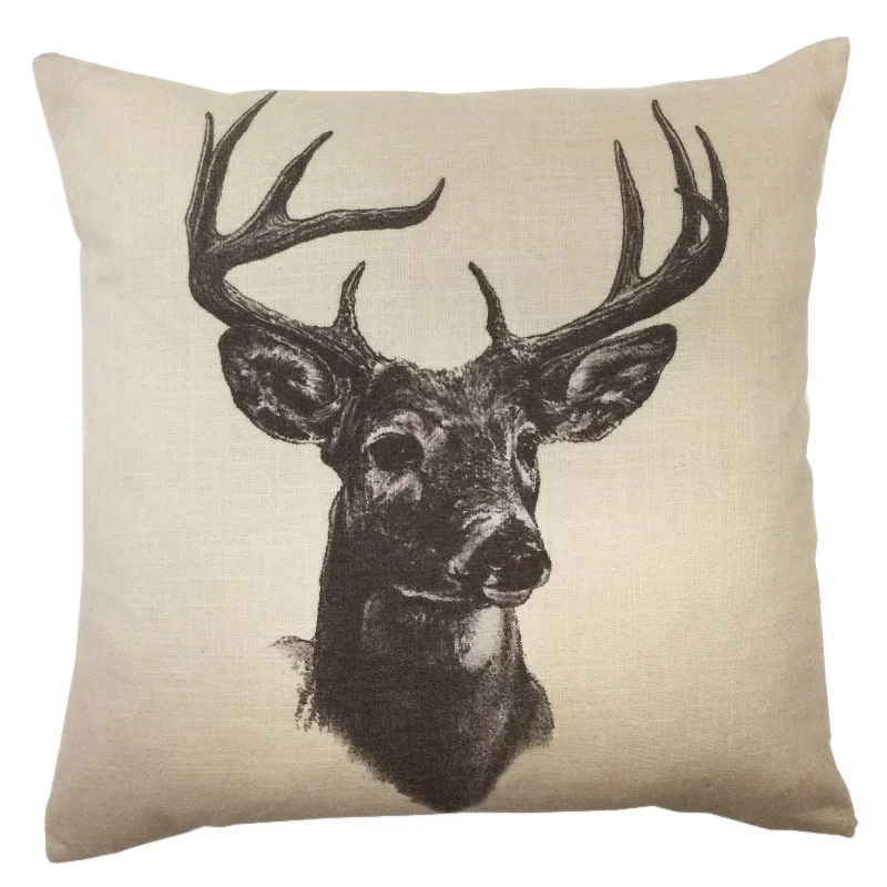 Soft and Fluffy Pillows for Bedroom ComfortHiEnd Accents Whitetail Deer Linen Print Pillow