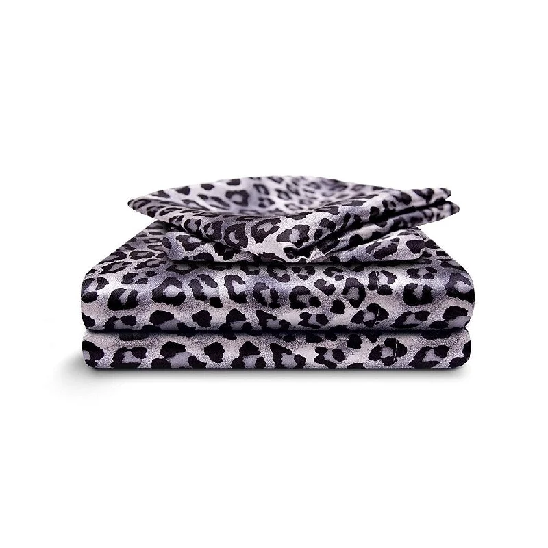 Twin - Size Sheet Sets with a Pillow ProtectorHoneymoon Full Sheet Set Luxury Silkily Like Satin Bed Sheets, Leopard