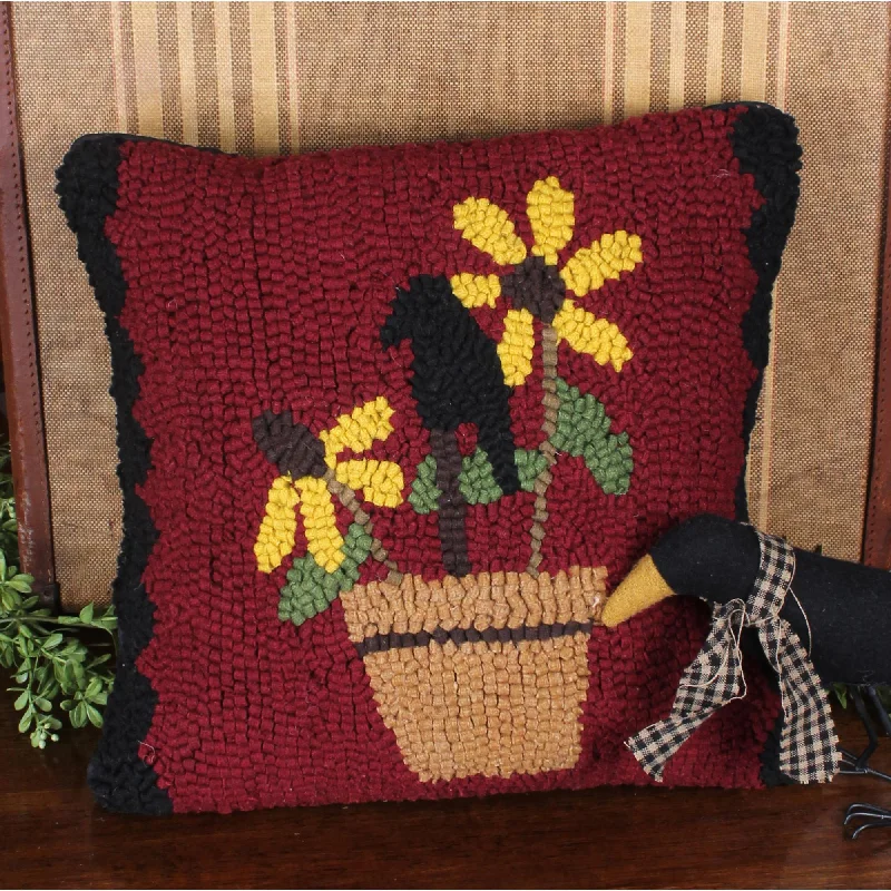 Velvet Pillows for a Touch of EleganceCrow Flowers Pot Hooked Pilow PLRM0035