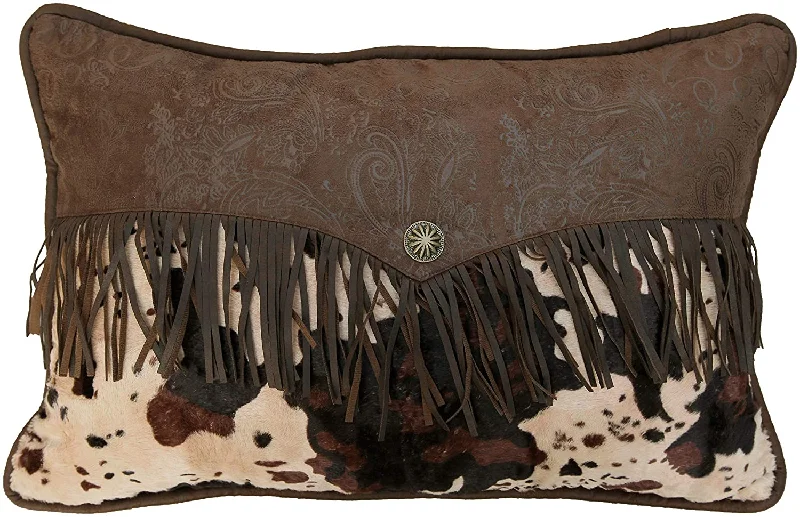 Plush Pillows for a Cozy BedHiEnd Accents Caldwell Cowhide Fringed PL