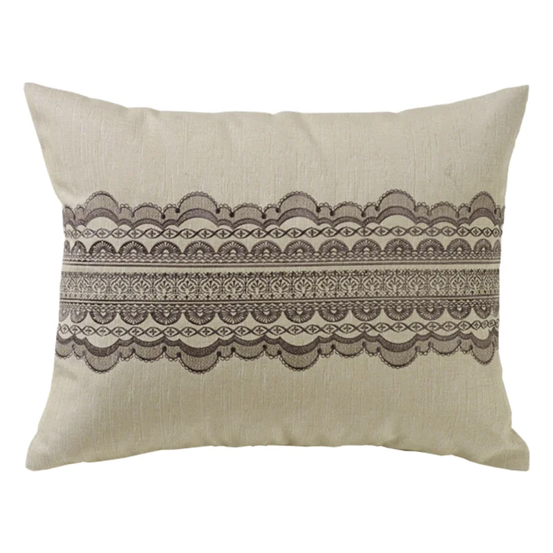 Hypoallergenic Pillows for Allergy SufferersHiEnd Accents Tan Burlap with Grey Scallop Lace Design Pillow