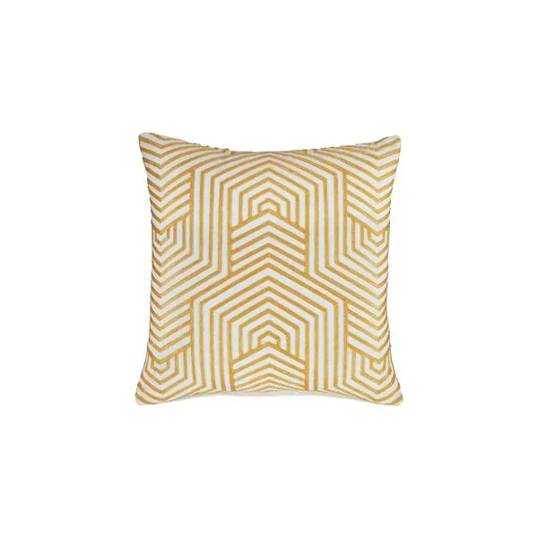 Round Pillows for Boho-Style InteriorsBenzara 20 x 20 Accent Pillow with Herringbone Print, Set of 4, Yellow and White