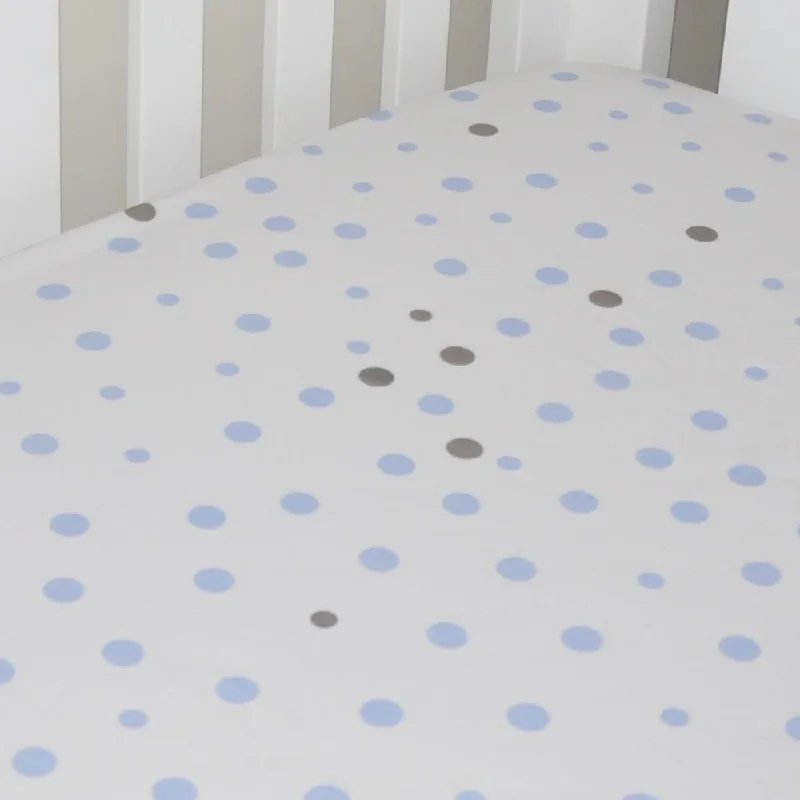 Organic Flannel Sheets for a Natural and Warm SleepLittle Turtle Baby - Fitted Cot Sheet - Pale Blue & Grey Spots