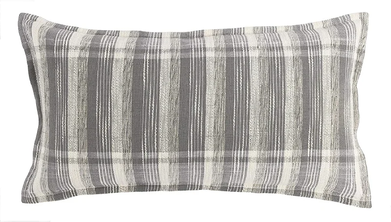 Cotton Pillows for Natural ComfortBenzara Rectangular Fabric Throw Pillow with Plaid Pattern, Gray