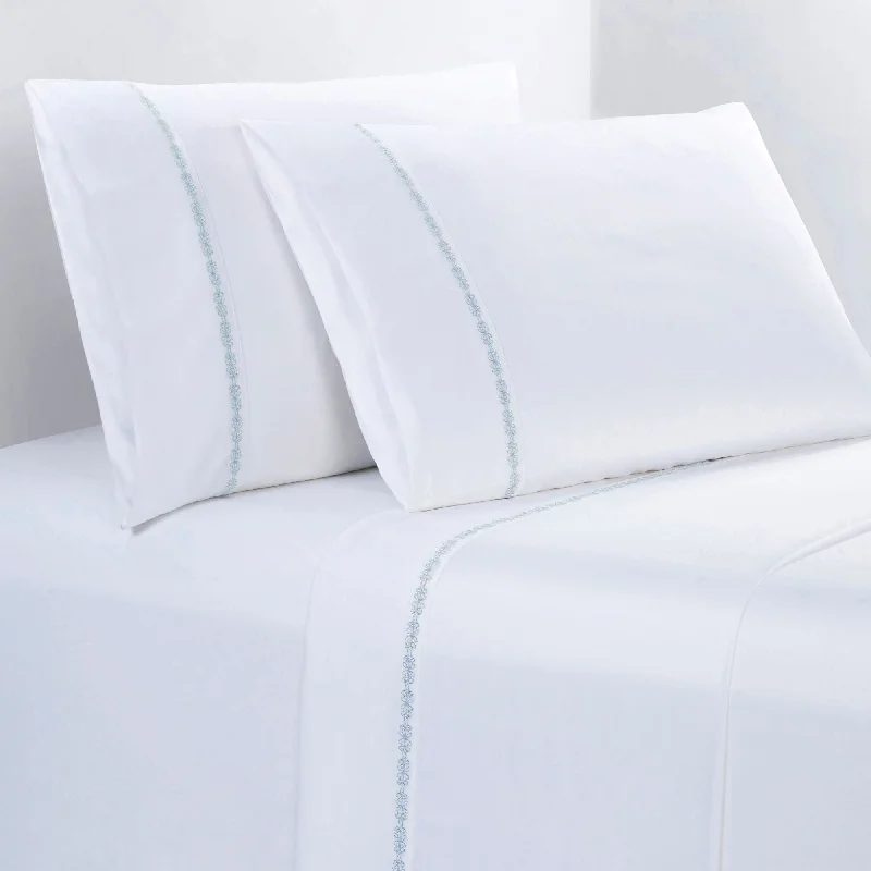 Thermal - Regulating Bamboo Sheets for All - Season Comfort350TC Laurel Embroidered Border Sheet Set