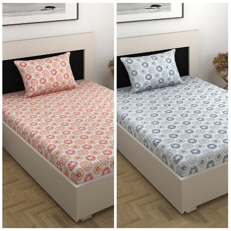 Queen - Size Sheet Sets with a European Pillowcase SetSummer Dahlia Floral Print Combo Bedsheet for Single Bed