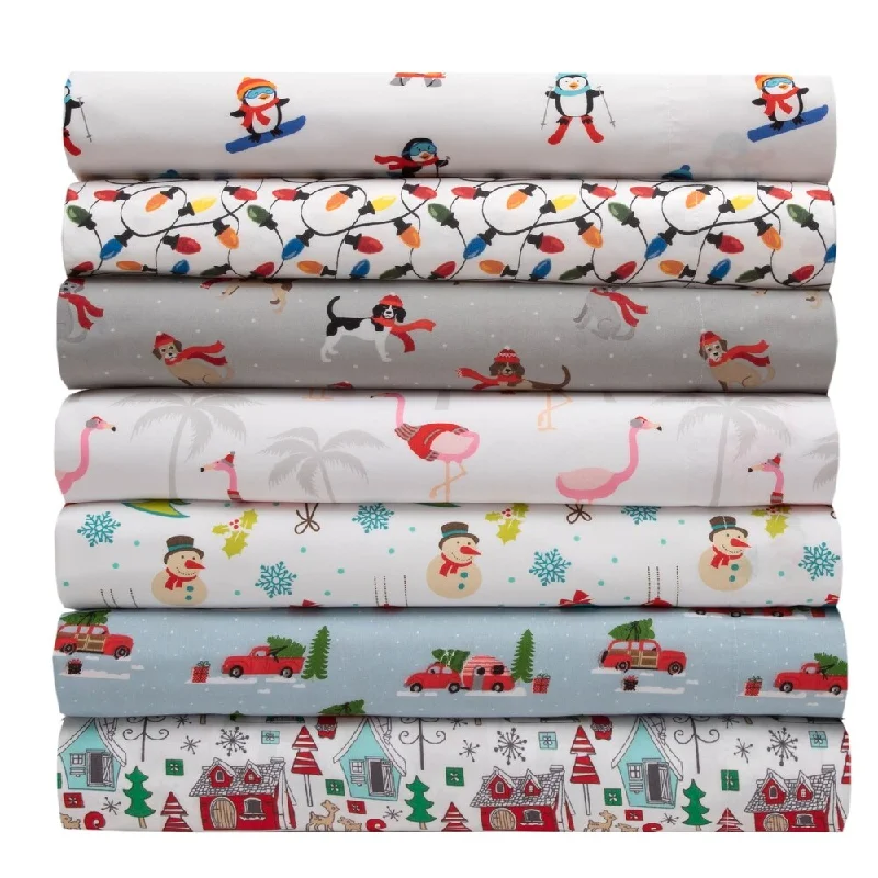 Polyester - Cotton Blend Sheets for Durability and ComfortMicrofiber Holiday Print Sheet Set