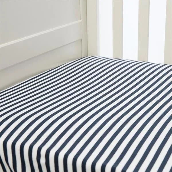 Twin - Size Sheet Sets with a Pillow ProtectorLil Fraser - Cot Sheet Fitted 1 Piece - (Navy Stripe)