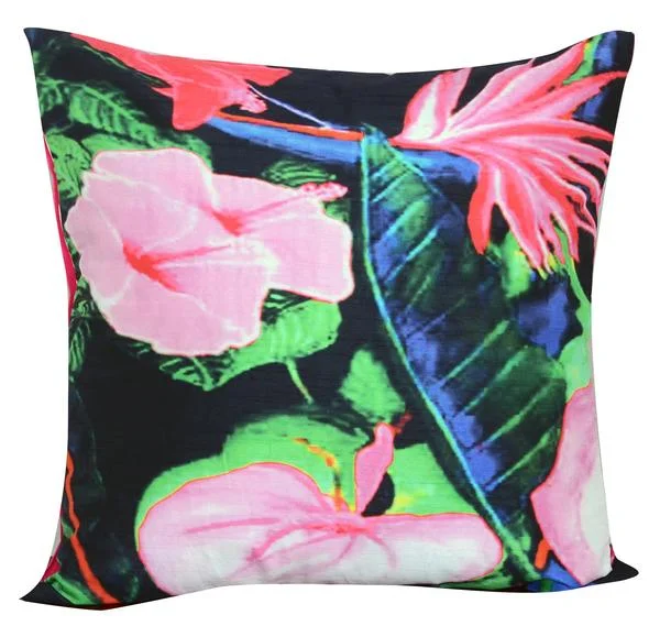 Velvet Pillows for a Touch of EleganceBenzara 20 X 20 Inch Polyester Pillow With Tropical Digital Print, Set of 2, Multicolor