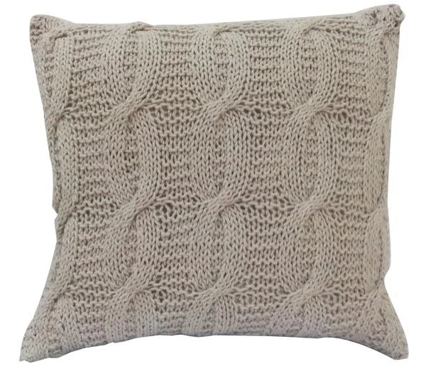 Velvet Pillows for a Touch of EleganceBenzara 18 X 18 Inch Cotton Cable Knit Pillow with Twisted Details, Set of 2, Beige