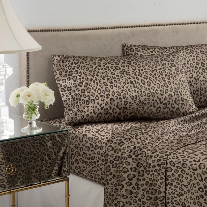 Rayon - Cotton Sheets for a Breathable and Soft BlendSeduction Satin Full Leopard Sheet Set