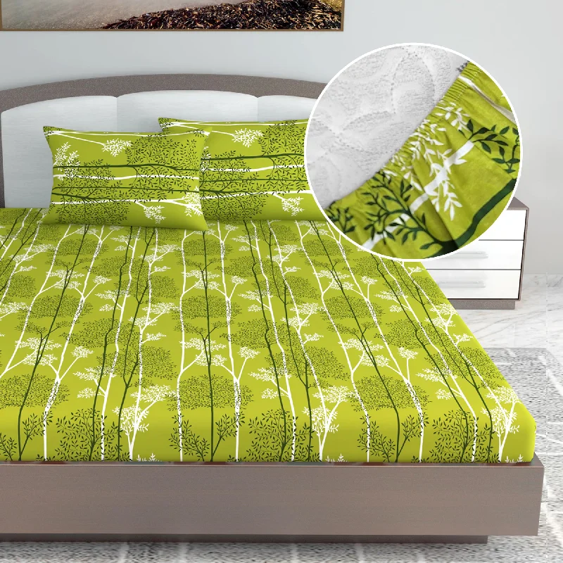 Linen - Cotton Blend Sheets for a Natural and Versatile OptionLeaflet Elastic Fitted King Bed Bedsheet