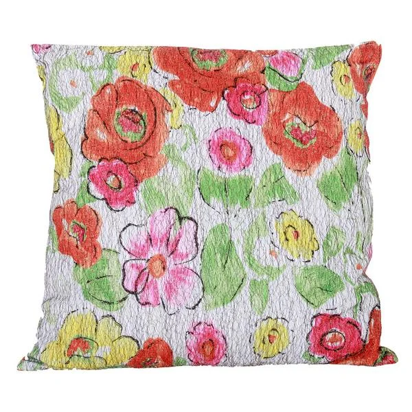 Bolster Pillows for Sofa DecorationBenzara 22 X 22 Inch Polyester Pillow with Crackled Floral Imprint, Set of 2, Multicolor