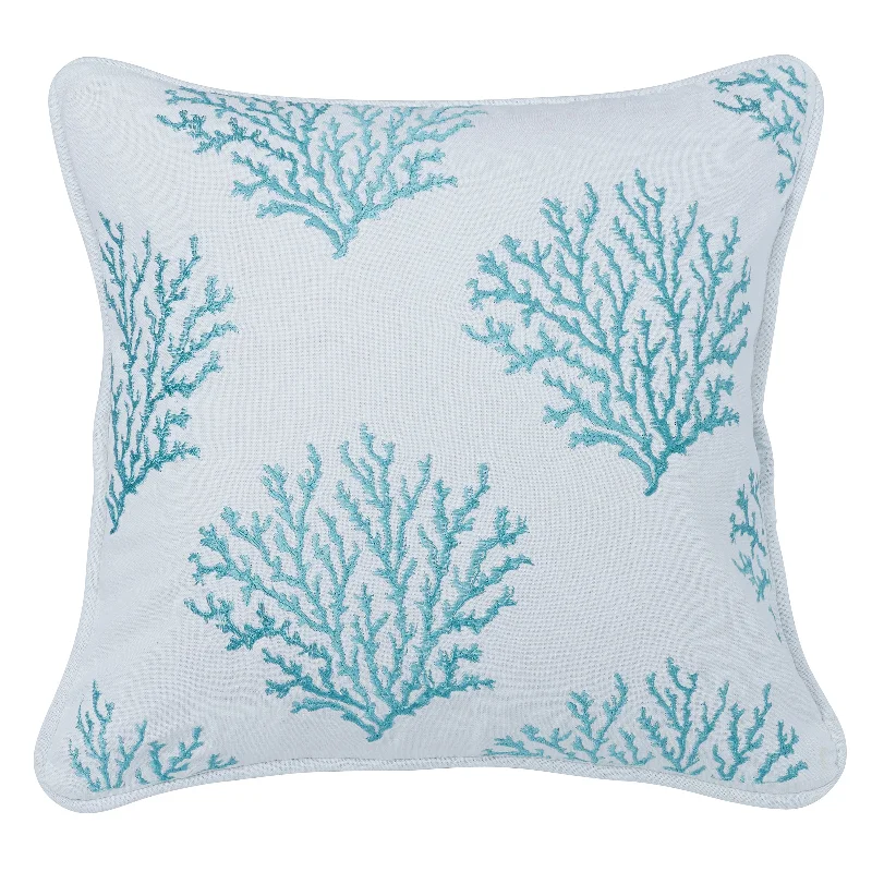 Silk Pillows for Smooth Skin and HairHiEnd Accents Aqua Colored Embroidered Coral Pillow