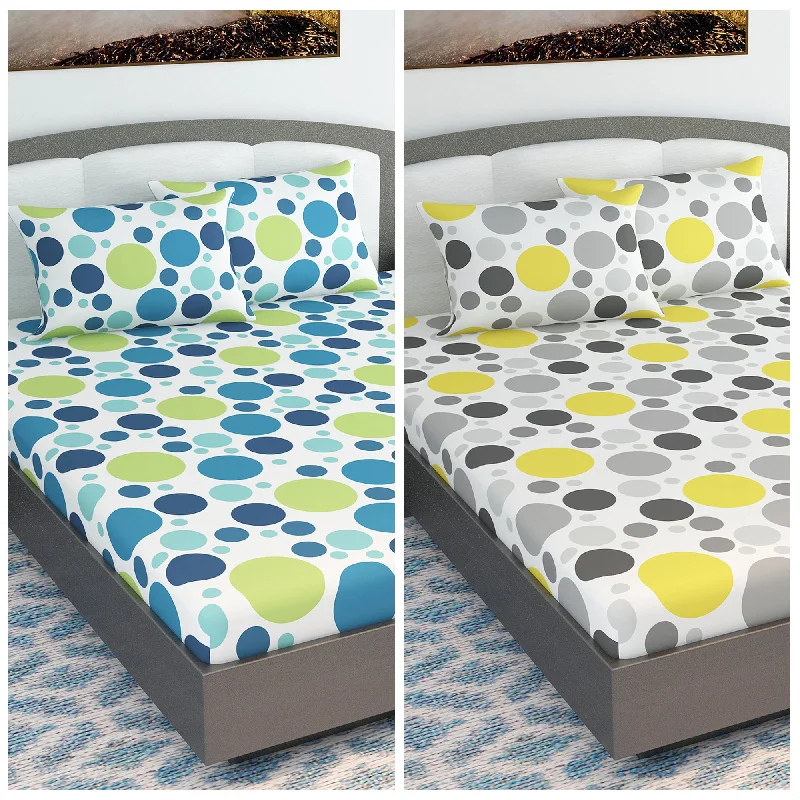 Organic Flannel Sheets for a Natural and Warm SleepBlue and Yellow Colorful Polka Dots Set of 2 Combo Bedsheet for King Size Bed