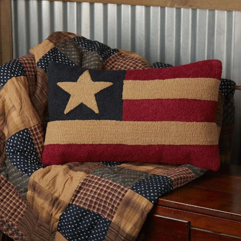 Kids Pillows with Fun DesignsPatriotic Patch Flag Hooked Pillow 14"x22"