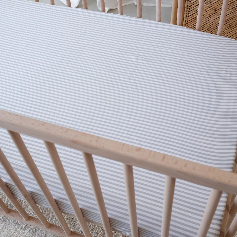 Wrinkle - Free Polyester Sheets for a Low - Maintenance BedMulberry Threads - Organic Bamboo Cot Sheets - Fog Stripe