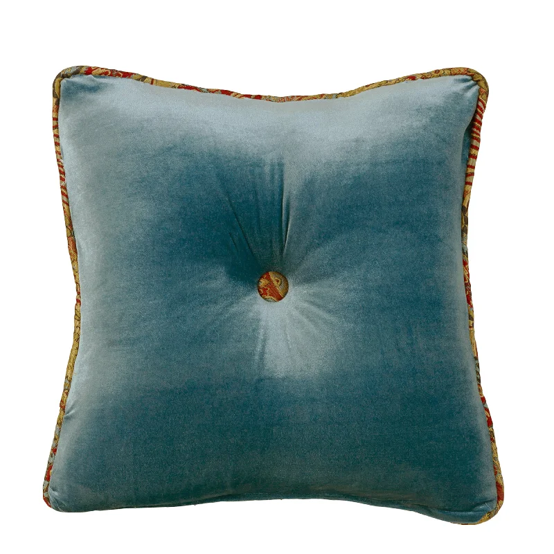 Plush Pillows for a Cozy BedHiEnd Accents Teal Velvet Tufted Pillow with Contrasting Paisley Butt