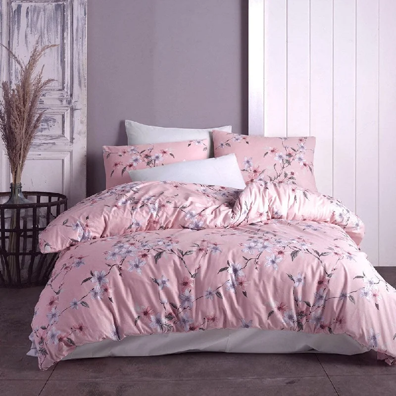 Quilted Cotton Sheets for a Warm and Inviting BedBahar Cherry Blossom Cotton Bedding Set of 4 in Peach