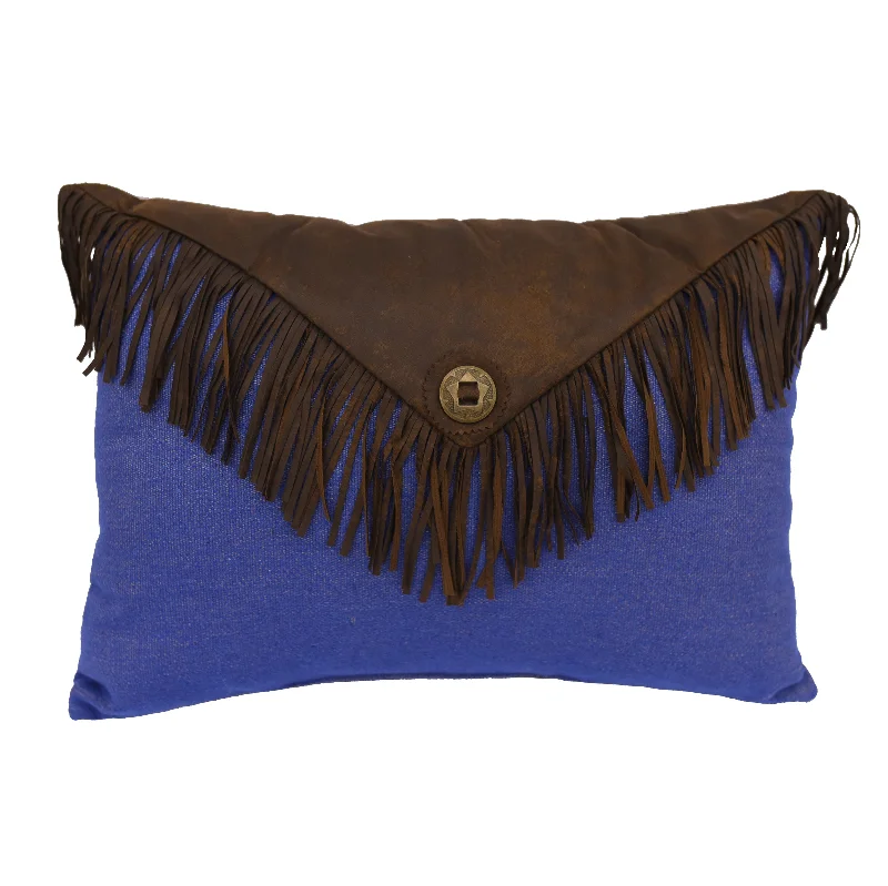 Cotton Pillows for Natural ComfortHiEnd Accents Envelop Fringe Pillow, Blue