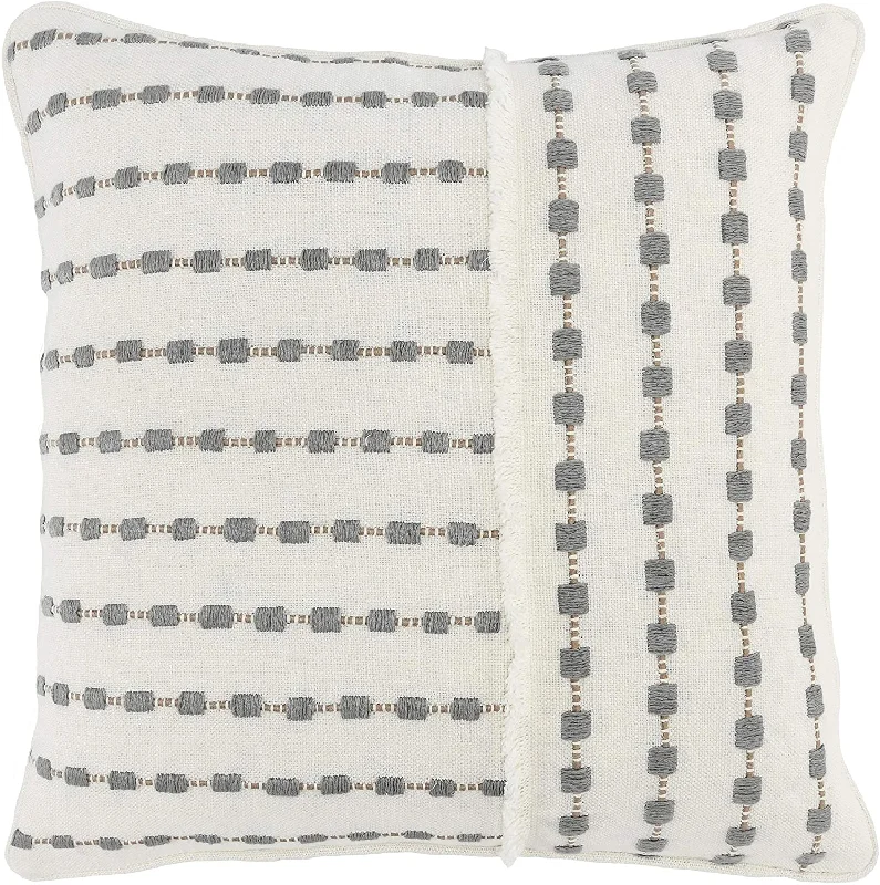 Pregnancy Pillows for Expectant MothersBenzara Embroidered Square Fabric Throw Pillow, White and Gray