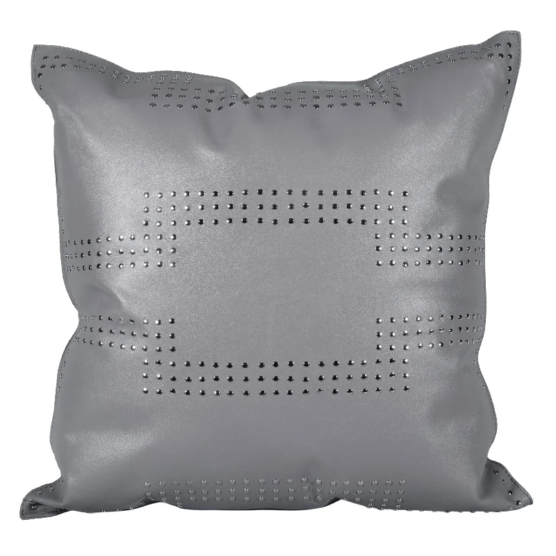 Cooling Pillows for Hot SleepersHiEnd Accents Geometric Studded Leather Pillow Gray