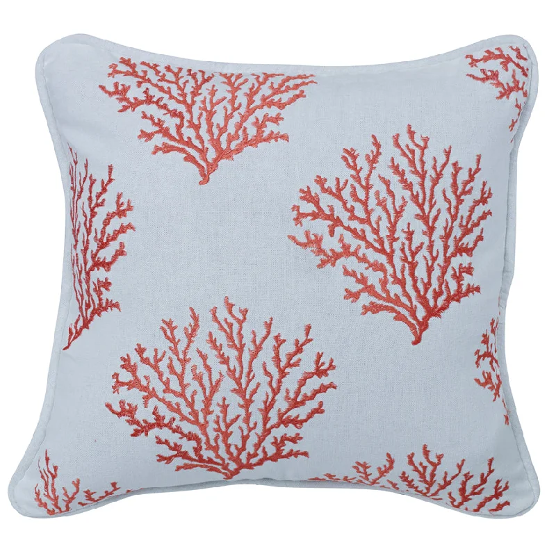 Plush Pillows for a Cozy BedHiEnd Accents Salmon Colored Embroidered Coral Pillow