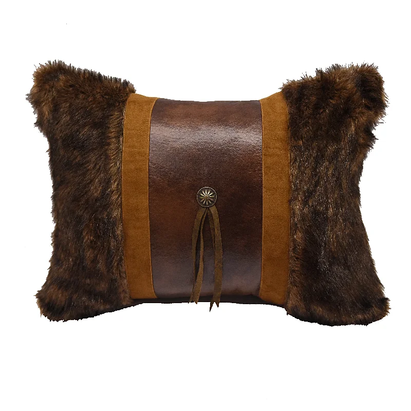 Back Support Pillows for Office ChairsHiEnd Accents Faux fur pillow w concho and fringe