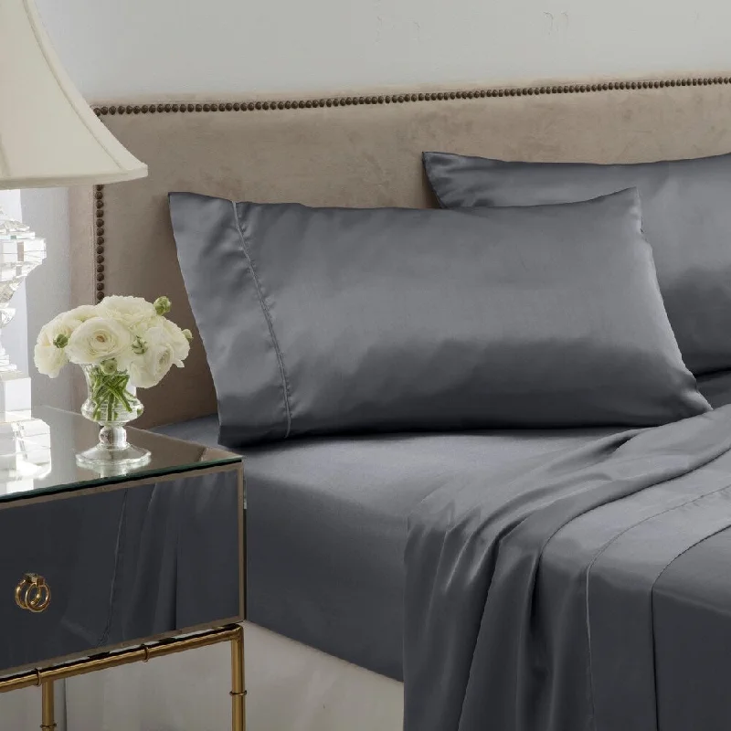 Quilted Cotton Sheets for a Warm and Inviting BedSeduction Satin Solid King Silver Sheet Set