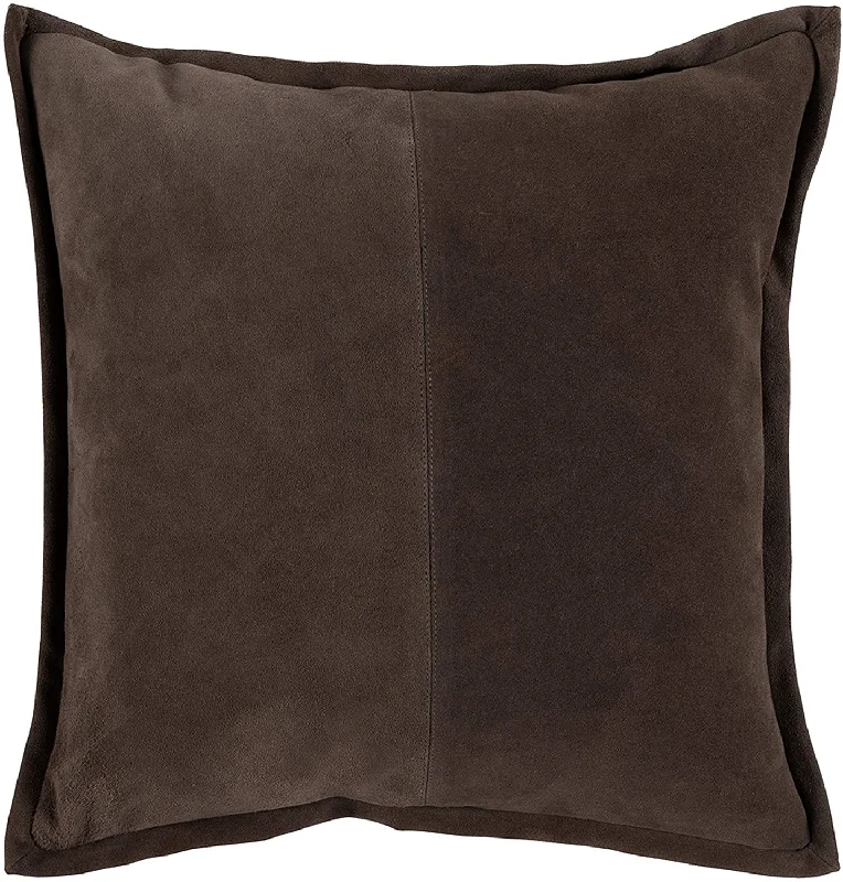 Velvet Pillows for a Touch of EleganceBenzara Square Leatherette Throw Pillow with Flanged Edges, Cocoa Brown