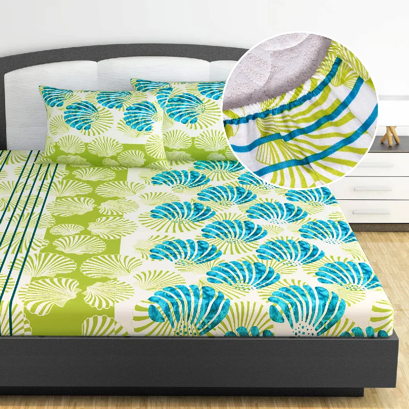 Anti - Pill Microfiber Sheets for a Smooth AppearanceNeutral Floral Elastic Fitted Bedsheet For King Bed