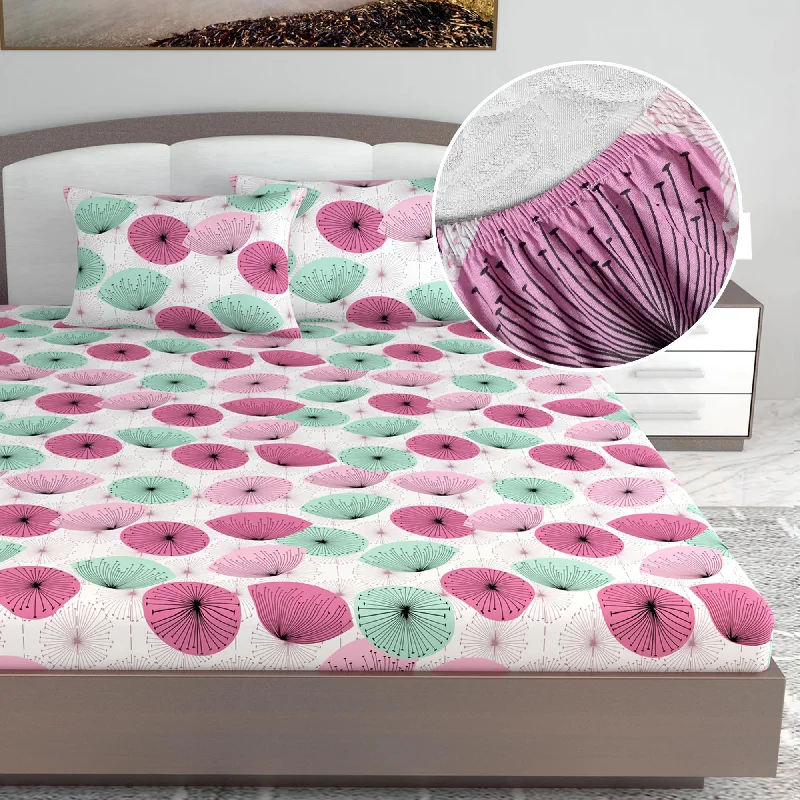 Fitted Sheets with Reinforced Corners for Long - Lasting UseOpal Floral Printed Elastic Fitted King Bed Bedsheet