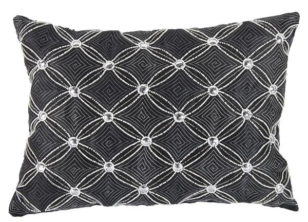 Down Alternative Pillows for Ethical ChoicesBenzara Poly Silk Embellished Cotton Pillow, Set of 2, Gray and Silver