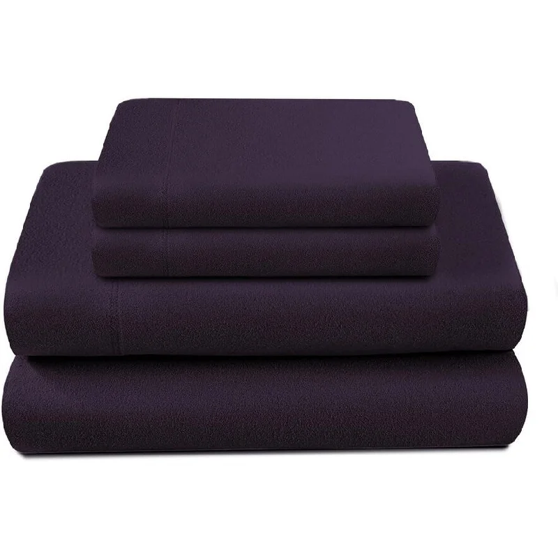 Sheet Sets with Multiple Pillowcase Options100 Percent Cotton Double Brushed Flannel Sheet Set - 170 GSM Heavyweight, Deep Pockets - Eggplant Color