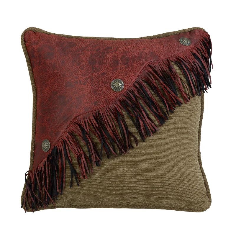 Pregnancy Pillows for Expectant MothersHiEnd Accents Diagonal Red Faux Leather Design with Fringe and Concho