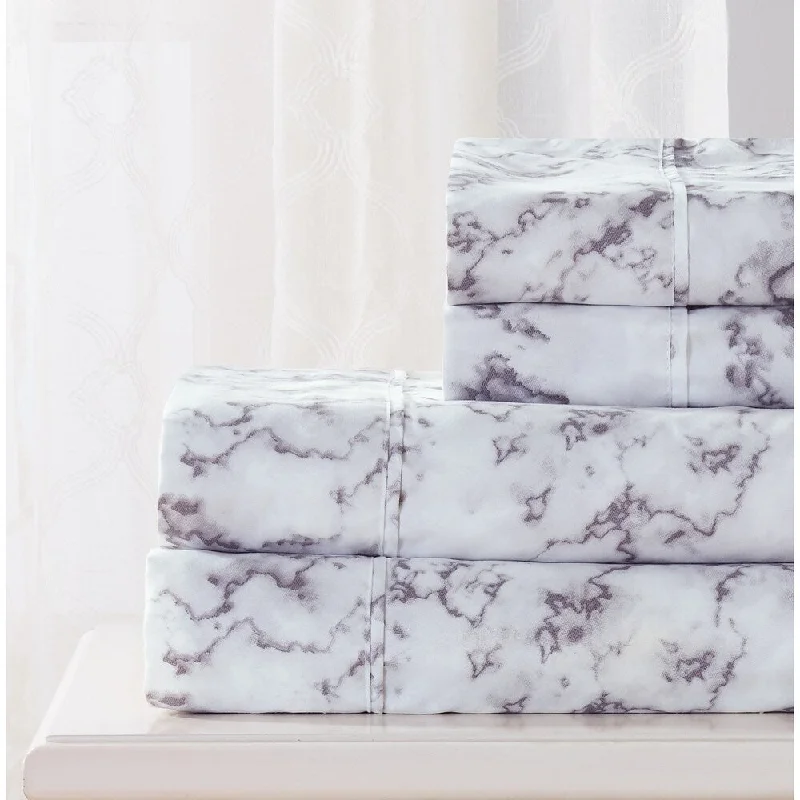 Moisture - Wicking Cotton Sheets for a Dry and Comfortable SleepRT Designers Collection Marble Printed Sheet Set