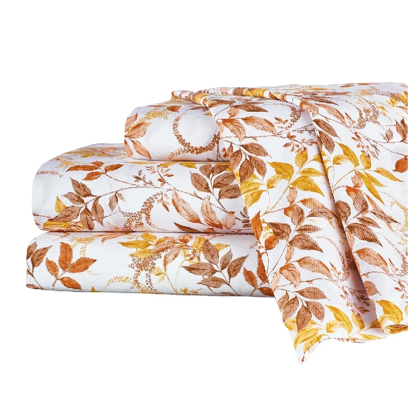 Fitted Sheets with Reinforced Corners for Long - Lasting UseFlowing Leaves Cotton Bed Sheet Set