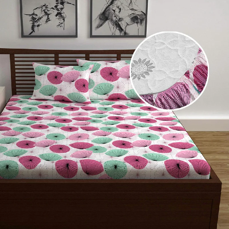 Linen - Cotton Blend Sheets for a Natural and Versatile OptionOpal Floral Printed Elastic Fitted Double Bed Bedsheet