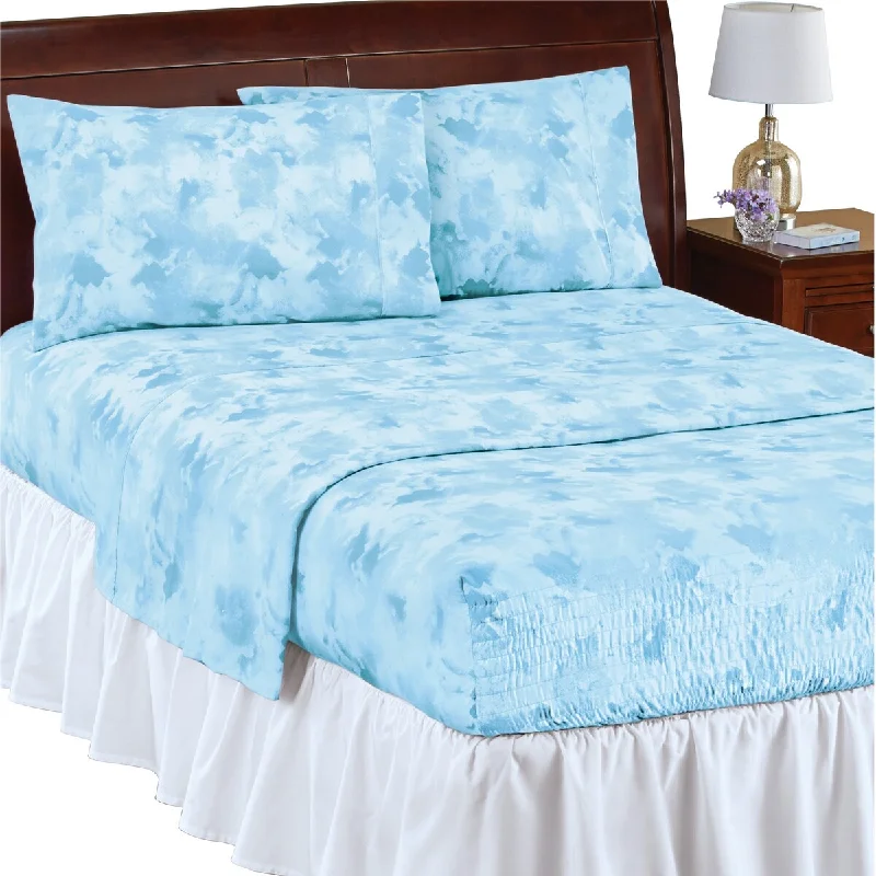 Twin - Size Sheet Sets with a Pillow ProtectorBed Tite Watercolor Non-slip Microfiber Sheet Set