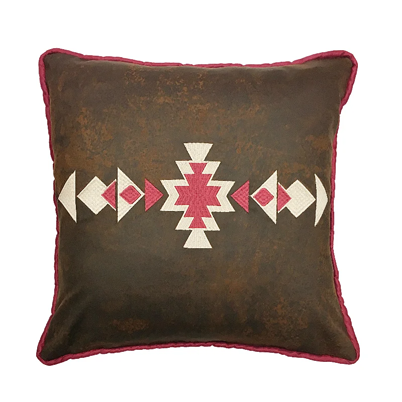 Travel Pillows for Long JourneysHiEnd Accents Faux leather pillow w southwestern embroidery