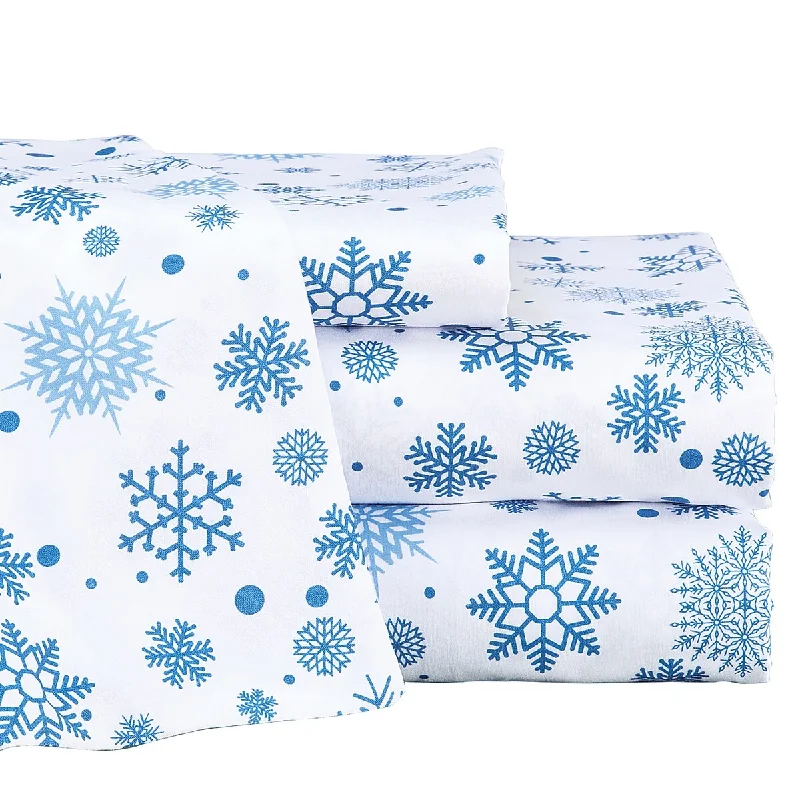 Thermal - Regulating Bamboo Sheets for All - Season ComfortPretty Snowflake Seasonal Sheet Set