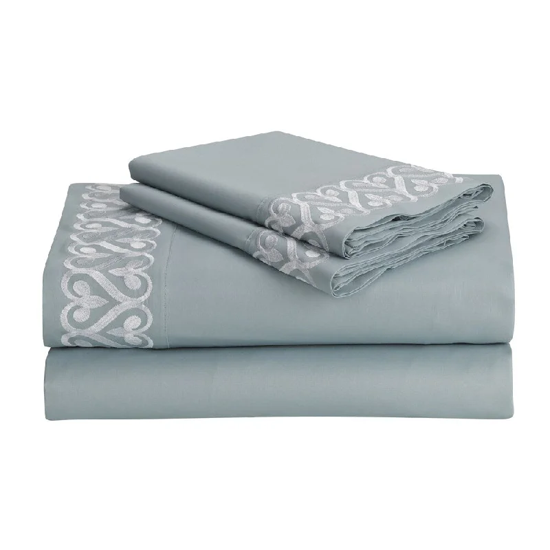 Wrinkle - Free Polyester Sheets for a Low - Maintenance BedJill Rosenwald Newport Gate Embroidered Sheet Set