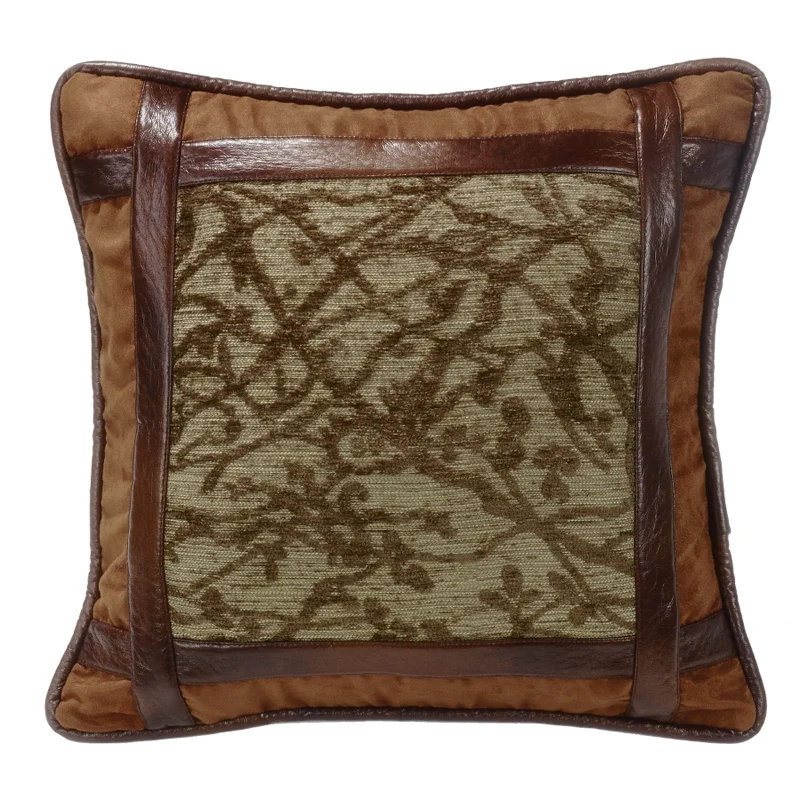 Firm Pillows for Side SleepersHiEnd Accents Framed Tree Pillow with Faux Leather detail