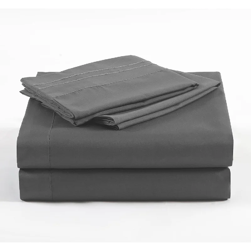 Fitted Sheets with Reinforced Corners for Long - Lasting UseEsca Fabric Polyester 4PC Sheet Set - Gray