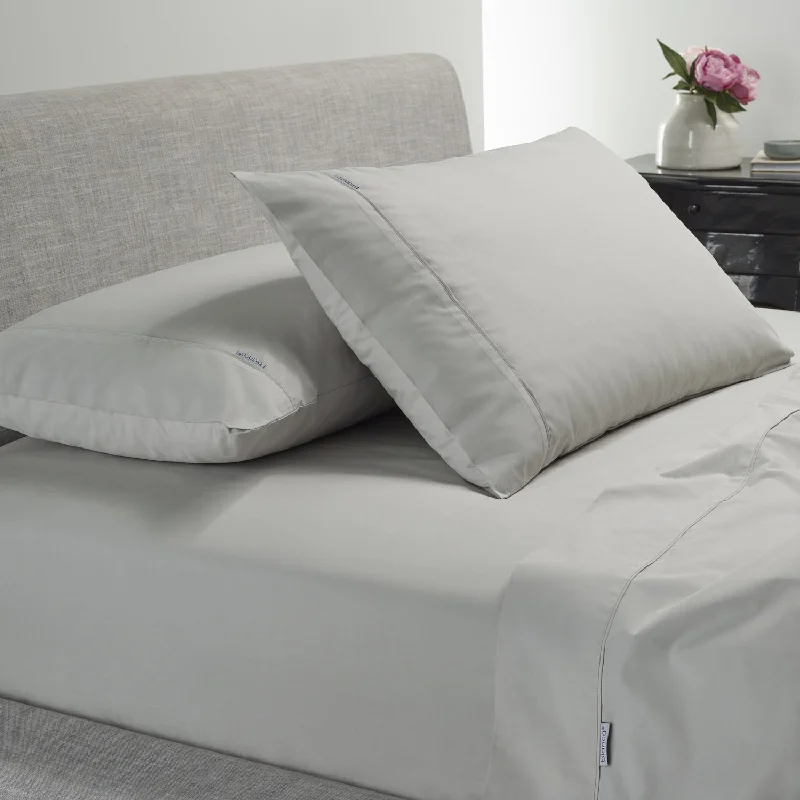 Linen - Cotton Blend Sheets for a Natural and Versatile OptionHeston 300 Thread Count Cotton Percale Sheet Sets Silver