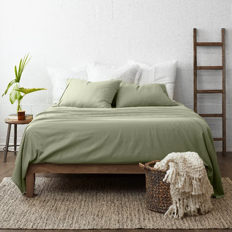 Jersey - Knit Sheets for a Comfortable and Casual BedCheckered Embossed 4-Piece Sheet Set