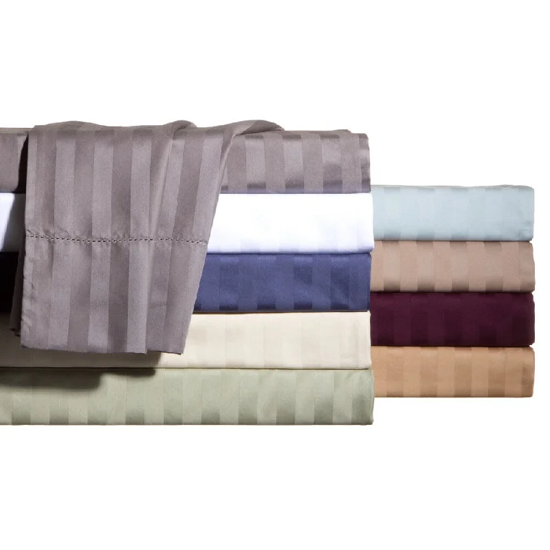 King - Size Sheet Sets with a Decorative Pillow SetAndiamo Cotton 500 Thread Count Woven Stripe Sheet Set