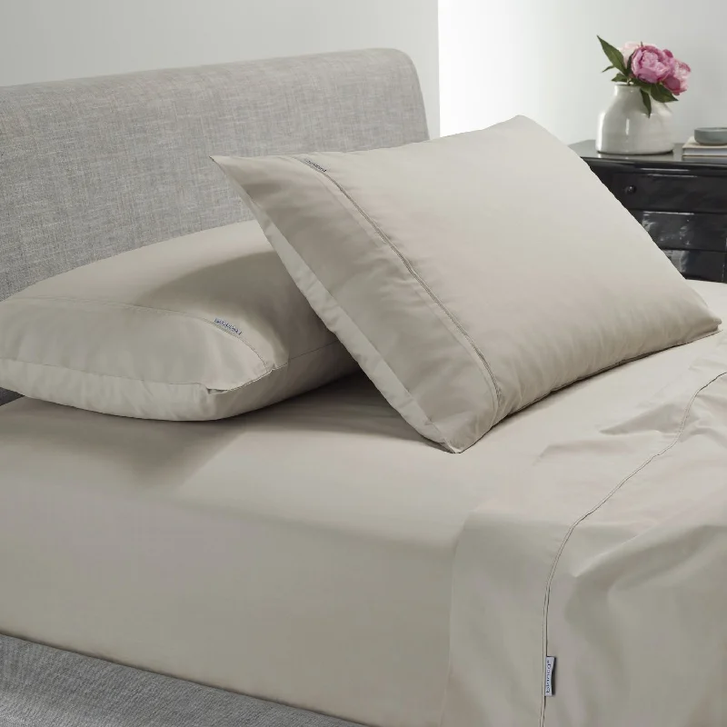 Wrinkle - Free Polyester Sheets for a Low - Maintenance BedHeston 300 Thread Count Cotton Percale Sheet Sets Stone