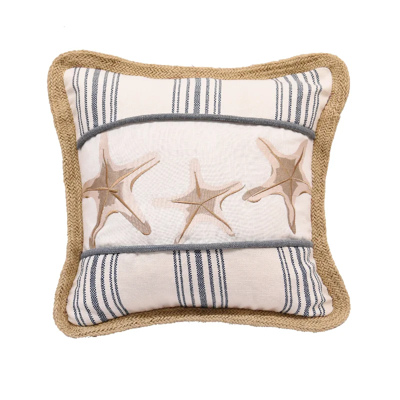 Round Pillows for Boho-Style InteriorsHiEnd Accents Starfish Cotton Pillow Embroidery